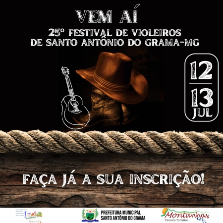 25&ordm; Festival de Violeiros de Santo Ant&ocirc;nio do Grama - Link para inscri&ccedil;&atilde;o